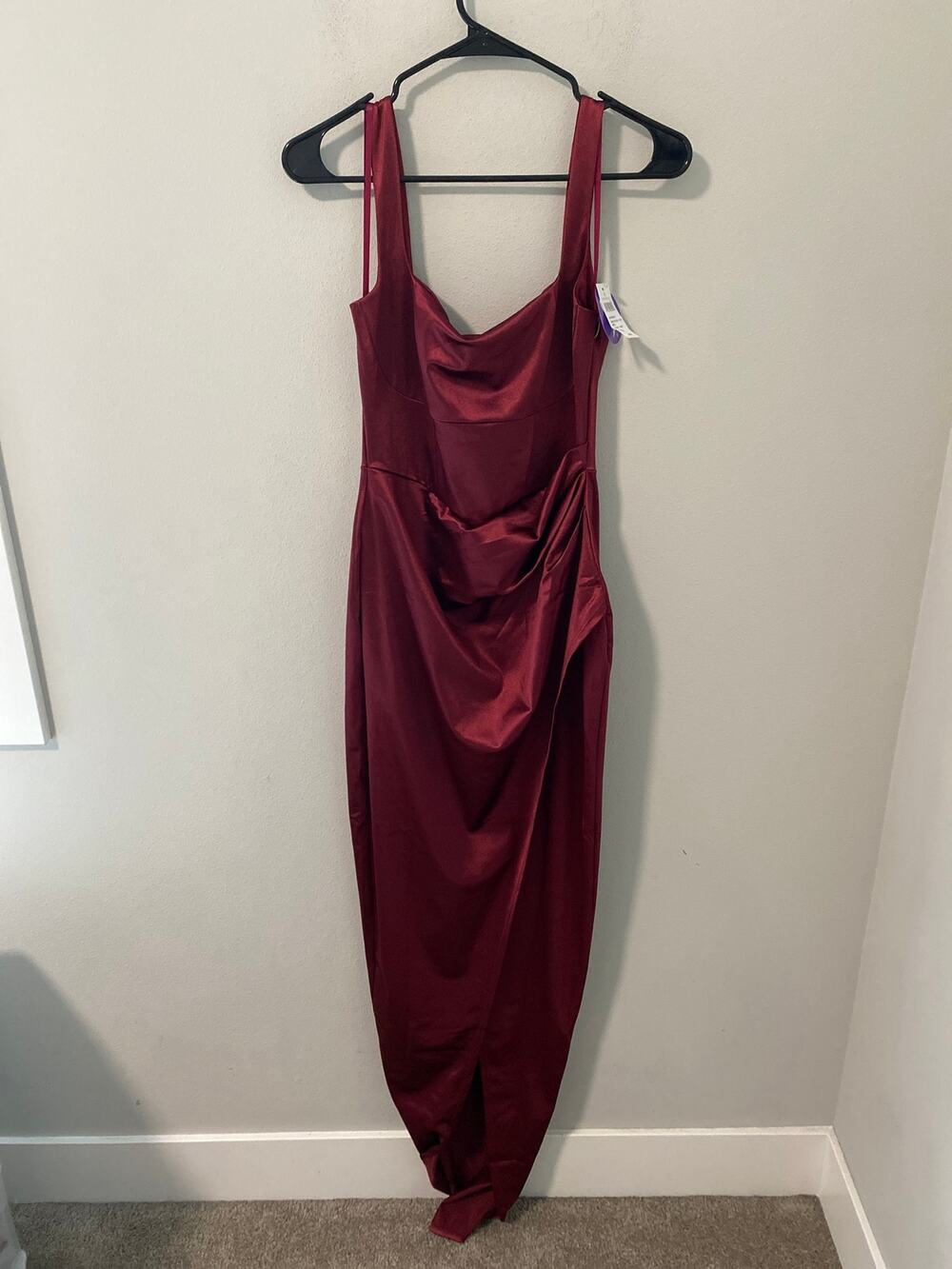 New Windsor Maroon Red, High Slit Dress